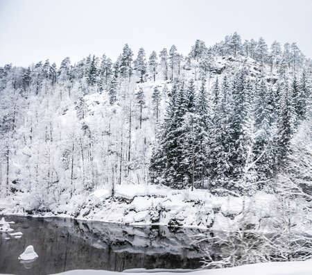 House in the mountains in winter. Norway Bergenの写真素材