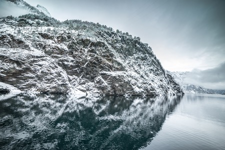 fjords. high mountains on twilights in Norway, winterの写真素材