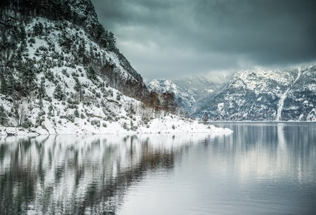 fjords. high mountains on twilights in Norway, winterの写真素材