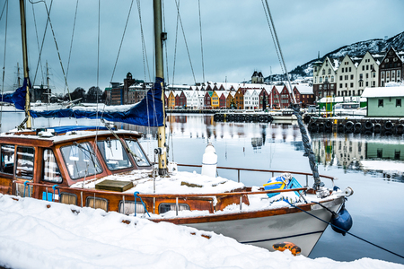 Evening view on Bruges. Bergen Norwayの写真素材