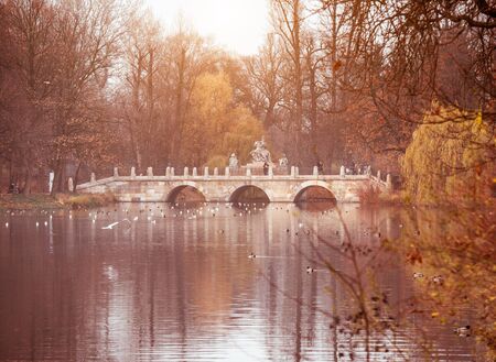 The Lazienki Park  in Warsaw, Poland in the autumn day.の写真素材