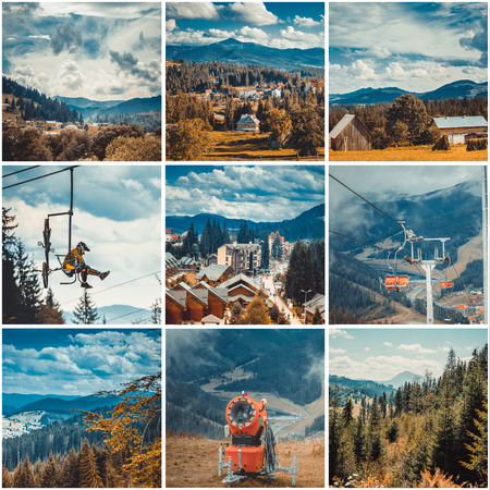 photo collage of Carpathian Mountainsの写真素材