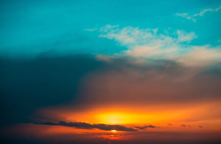Fiery  sunset sky. Beautiful cloudsの写真素材