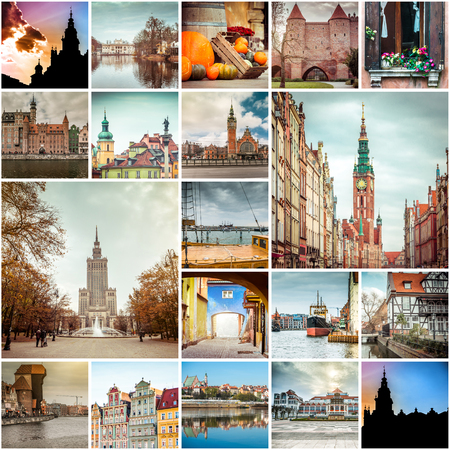 Collage of photos from Polish cities