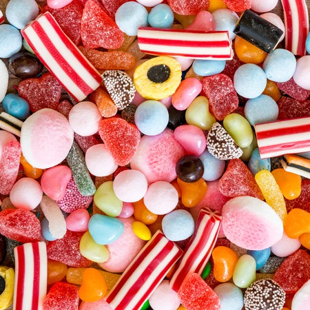 variety of candies as background