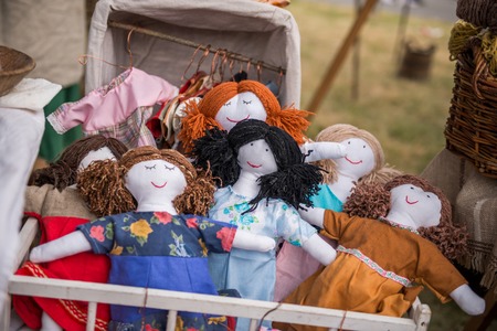Warsaw, Poland -JUNE 20: Rag dolls handmade  on festival of midsommar near the old town in Warsaw, Poland June 20, 2015のeditorial素材