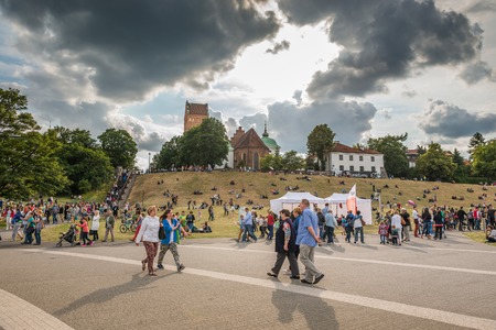 Warsaw, Poland -JUNE 20: People on a festival of midsommar near the old town in Warsaw, Poland June 20, 2015のeditorial素材