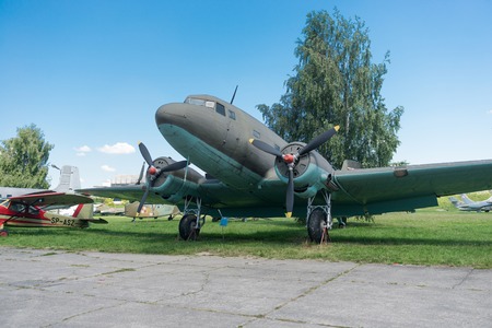 KRAKOW MUSEUM OF AVIATION, POLAND - JUL,  2015:  Exhibition plane in the aviation Museum in Krakow, Poland on July, 2, 2015. In summer often airshows take place here.のeditorial素材
