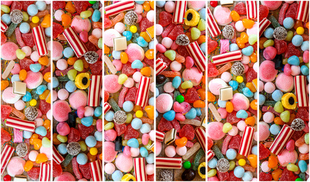 photo collage of colorful candies and jelliesの写真素材