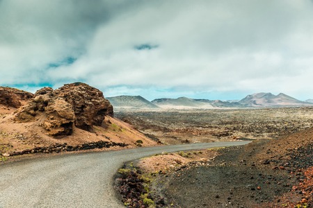 volcano and lava desert. Lanzarote, Canary islandsの写真素材