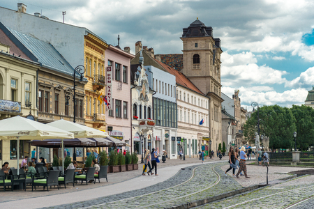 KOSICE, SLOVAKIA - JULY 10:   the historic city center on July 10, 2015 in Kosice, Slovakia. Kosice is the 2nd largest city in Slovakia with 555,800 people living in metro area.のeditorial素材