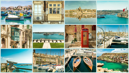 collage of a trevel photos from the cities of Maltaの写真素材
