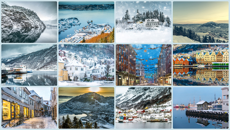 Collage of photos from Bergen, Norwayの写真素材
