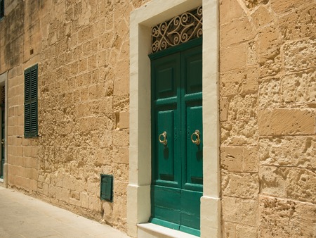 traditional narrow silent street in Mdina. Maltaの写真素材