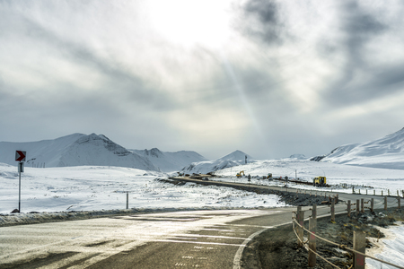 Winter road in Georgiaの写真素材