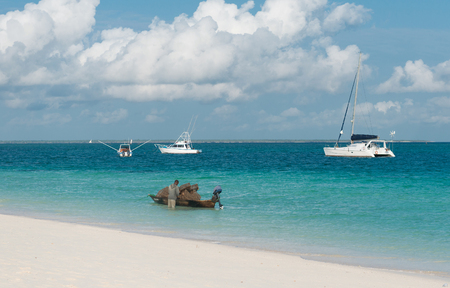 man near his boat with traps for crabsのeditorial素材