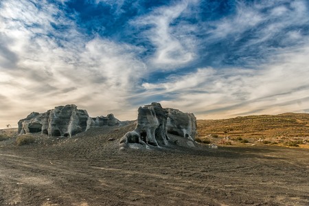 picturesque view of Lanzarotte desert with cliffsの写真素材