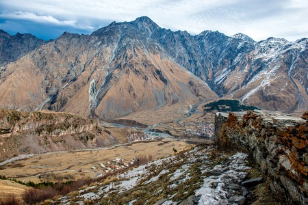 City in the valley, close to ridge, Georgiaの写真素材