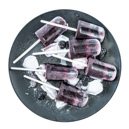 homemade fruit ice cream isolatad on a white backgroundの写真素材