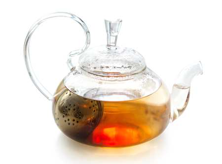 Transparent teapot with welding isolated on a backgroundの写真素材