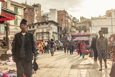 People walking at Durbar Square in Kathmanduのeditorial素材
