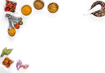 spices on white background isolated with place for textの写真素材