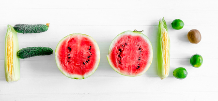 berriess ,fruits and vegetables set in a wordの写真素材