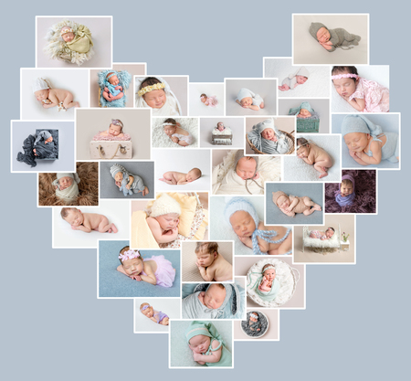 Collage of newborn babies photosの写真素材