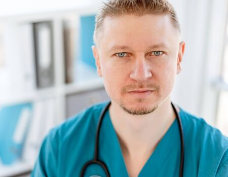 Attractive doctor in uniformの写真素材