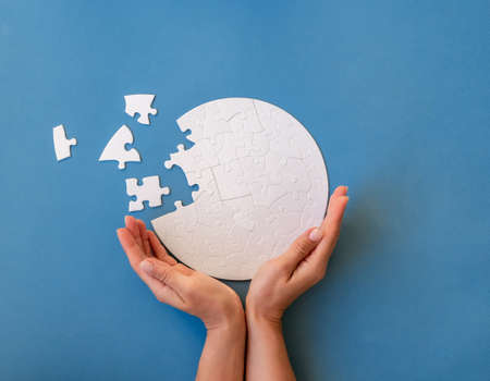 Jigsaw puzzle in shape of globe
