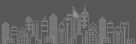 Panoramic city sketch on gray backgroundの写真素材