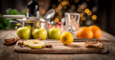 Fruits and spices for mulled wineの写真素材