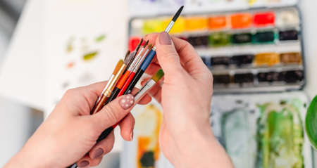 Brushes and watercolor
