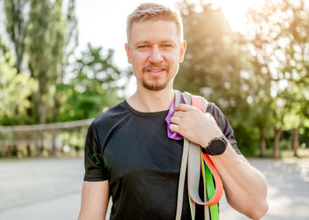 Man doing workout outdoors
