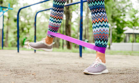 Girl exercising outdoors