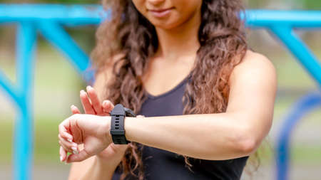 Girl with fitness trackerの写真素材