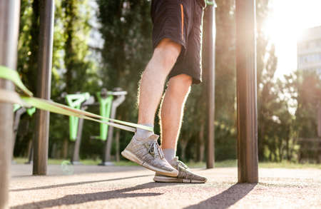 Man doing workout outdoors