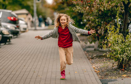 Preteen girl autumn portraitの写真素材