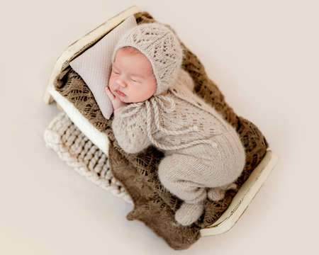 Newborn baby studio portrait