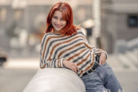 Stylish girl portraitの写真素材