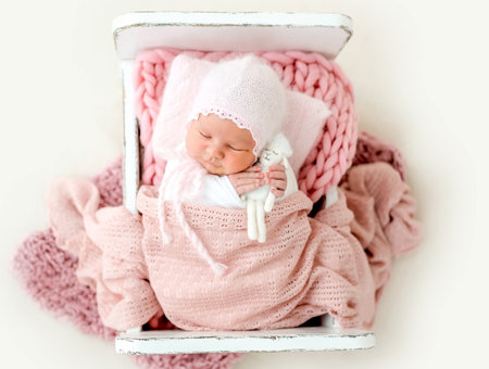 Newborn baby girl portraitの写真素材