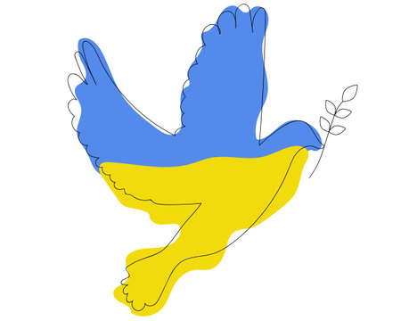 Flag of Ukraine in the form of a dove of peaceのイラスト素材