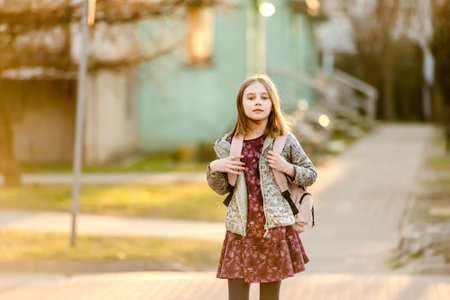 Preteen girl outdoorsの写真素材