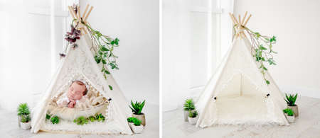 Newborn baby studio decorationの写真素材