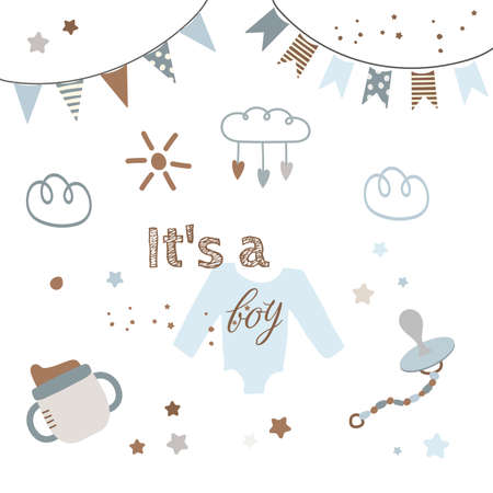 Baby boy postcardのイラスト素材
