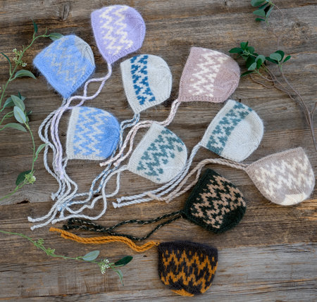 set of tender knitted hats for newborn