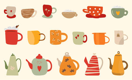 Mug and kettle vectorのイラスト素材