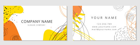 Modern business card template with contacts and company information for presentation and identification. Element of personal brand identity conceptのイラスト素材