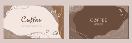 Modern business card template with contacts and company information for presentation and identification coffee shop and cafe. Element of personal brand identity conceptのイラスト素材