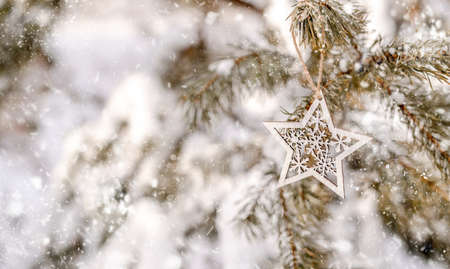 Christmas tree decoration outdoorsの写真素材
